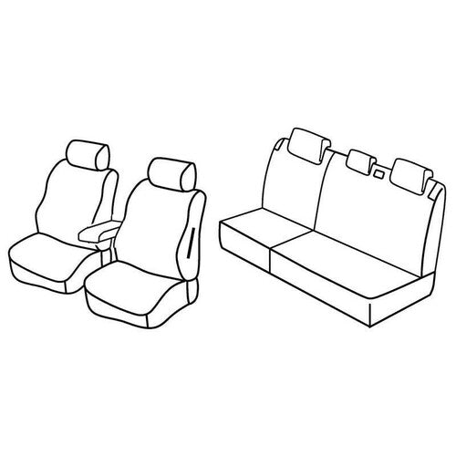 Juego de fundas para asientos superiores de lámpara - Negro/Gris - Fiat Bravo (02/07-11/15) QE15009F