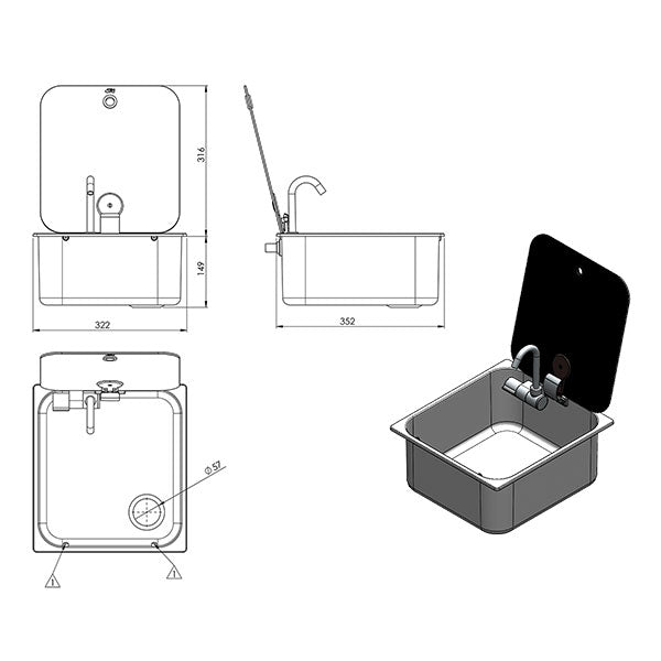 LVL760 Rectangular Built-In Sink