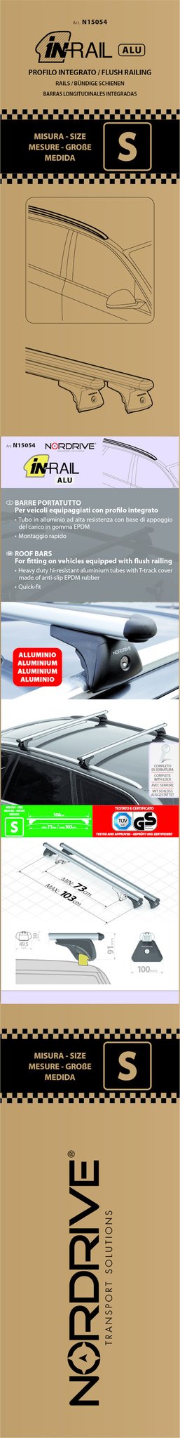 Lampa Alumia In-Rail Set Barre Portatutto Alluminio Evos IA 108 cm