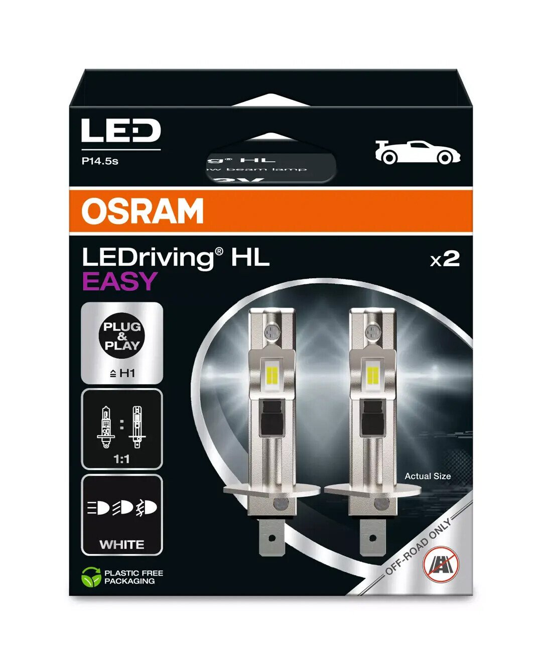 Osram 12V LEDriving HL Easy - (H1) - 9W - P14,5s - 2 pz - Scatola