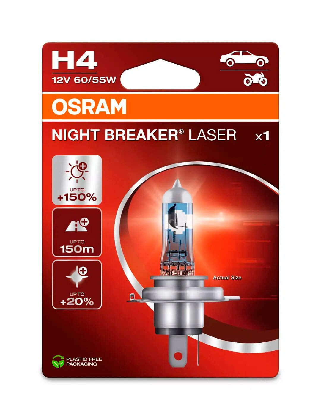 Osram 12V Night Breaker Laser - H4 - 60/55W - P43t - 1 pz - Scatola