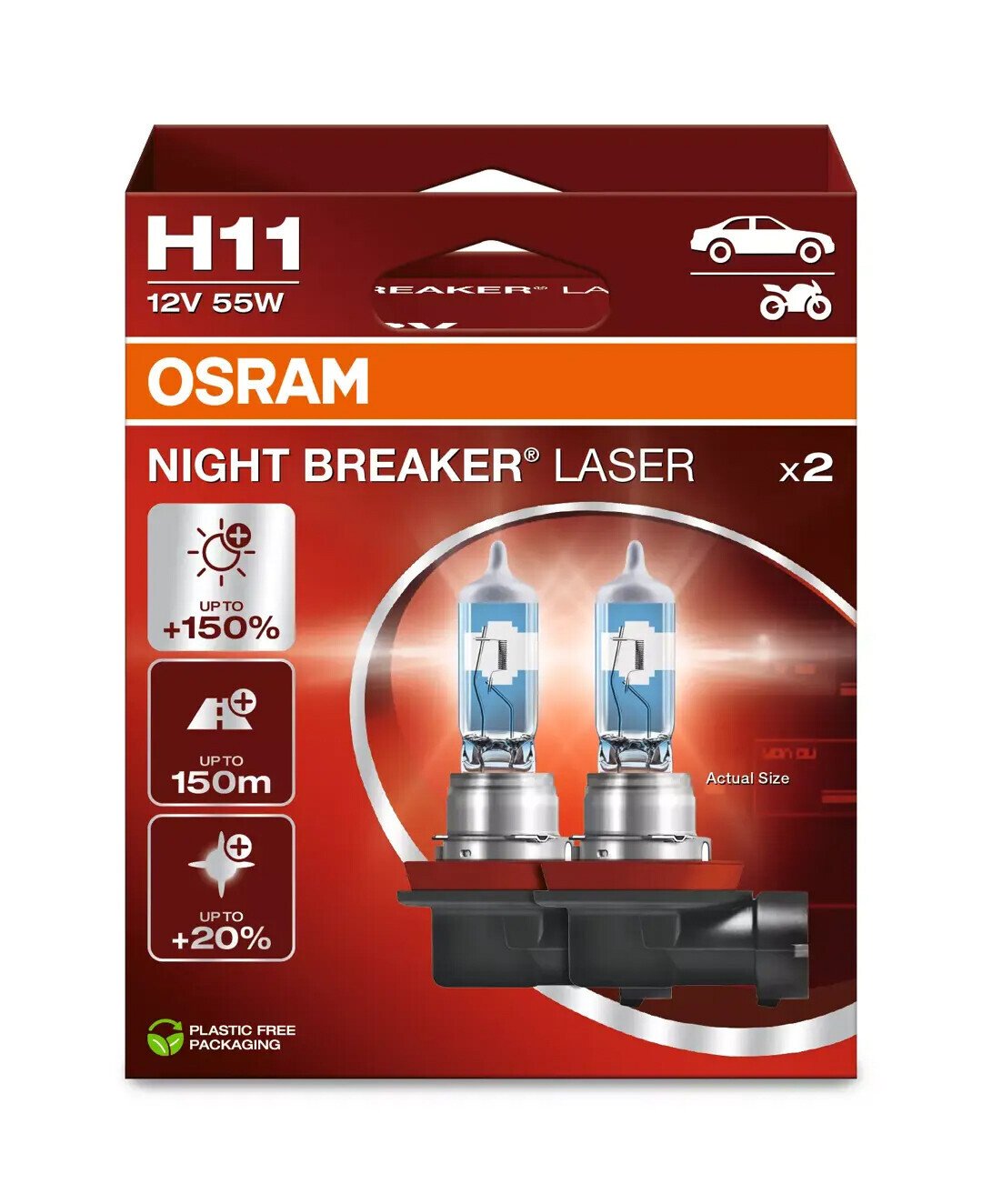 Osram 12V Night Breaker Laser - H11 - 55W - PGJ19-2 - 2 pz - Scatola