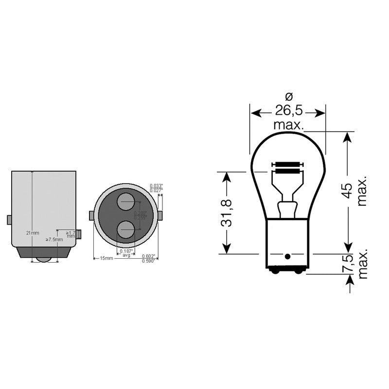 Osram Scatola 10Pz lampadina Osram 12v 21/5W Bay15D