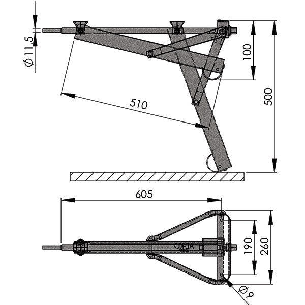 Al-ko Stützfuß 800 kg lang