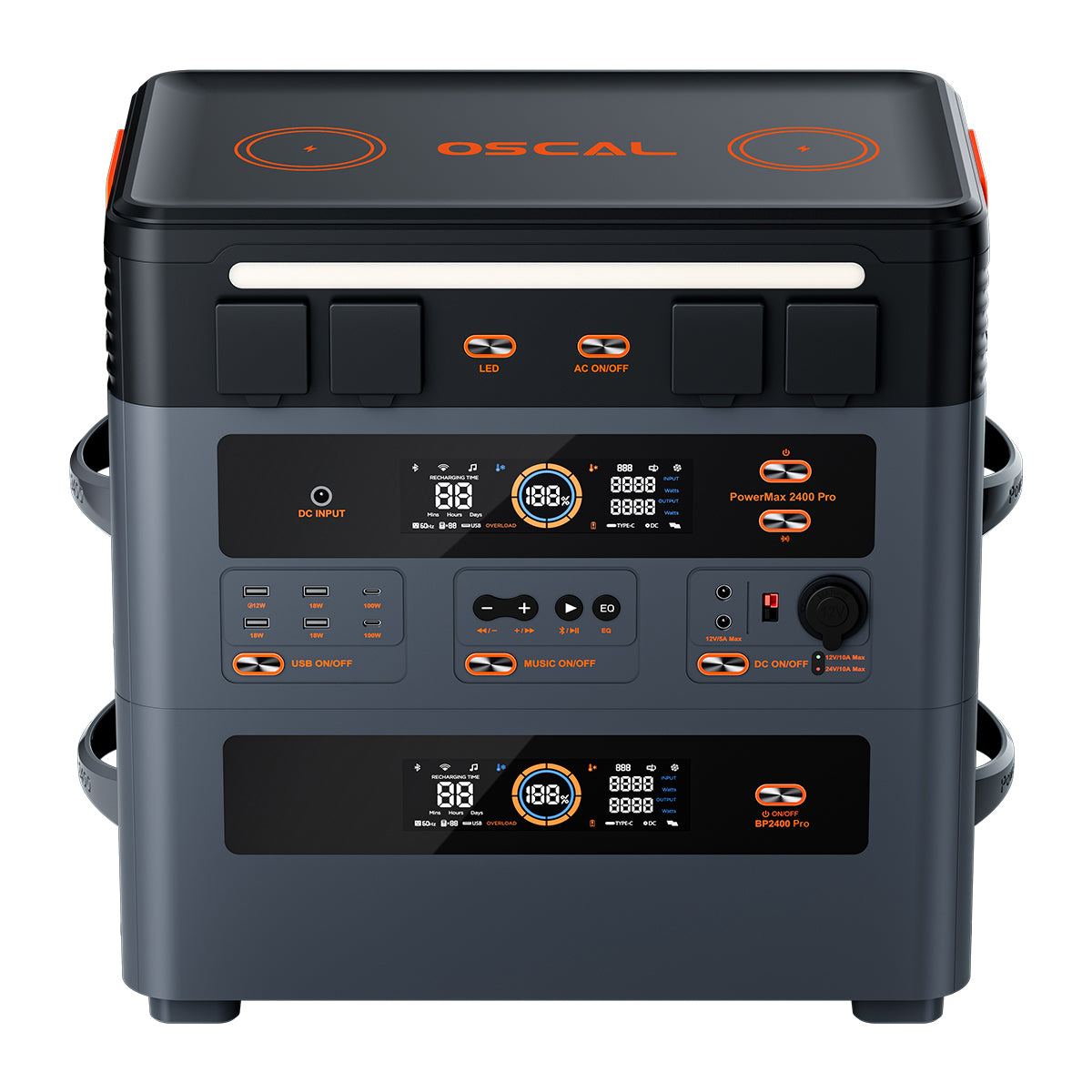 OSCAL PowerMax 2400 Pro – Power Station LiFePO4 2016Wh | 2400W con UPS, Wireless e Audio
