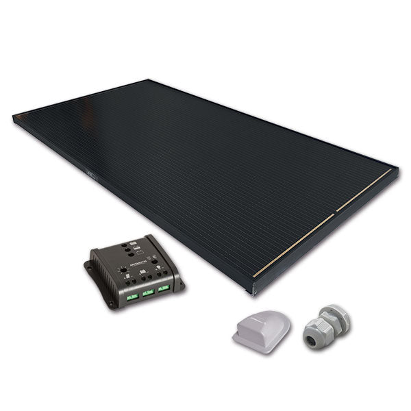 Kit de panel solar ExtraSUN 170W negro para autocaravanas y furgonetas con PWM 670 x 1335 x 44 mm