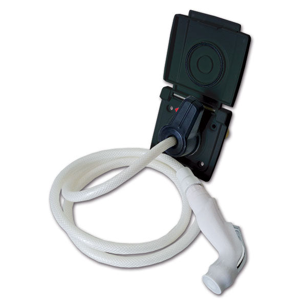 Black outdoor shower with quick connection 150 cm, PRE140NS bag