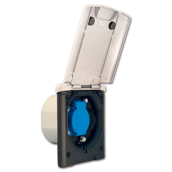 Presa esterna mutifunzione con Schuko bianca PRE234V