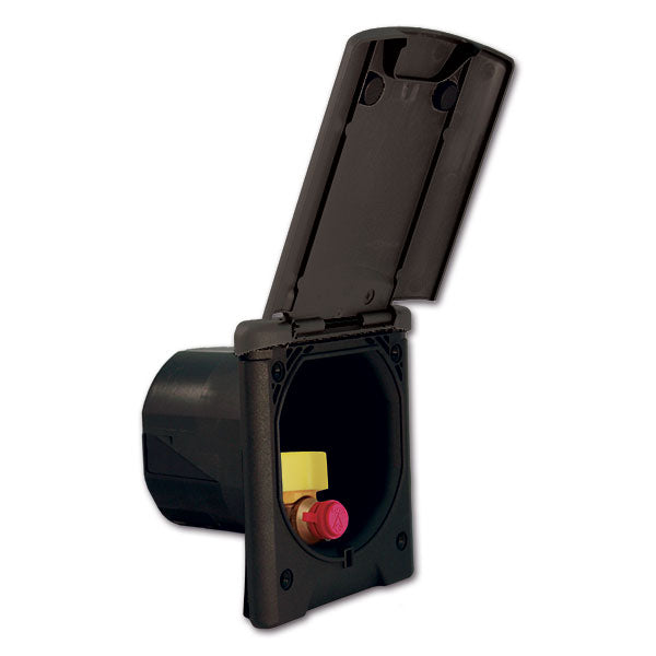 Presa Gas Basculante Nera con Coperchio Magnetico Nero per Camper Incasso 92 mm PRE235N