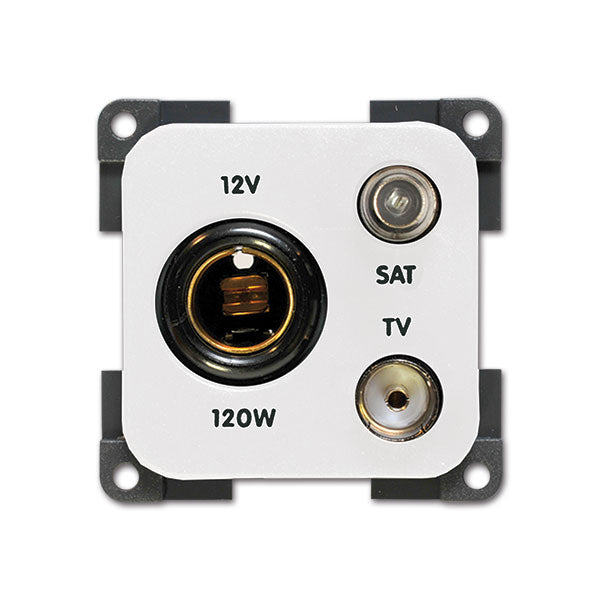 CBE Presa 12V DIN + TV + SAT bianco