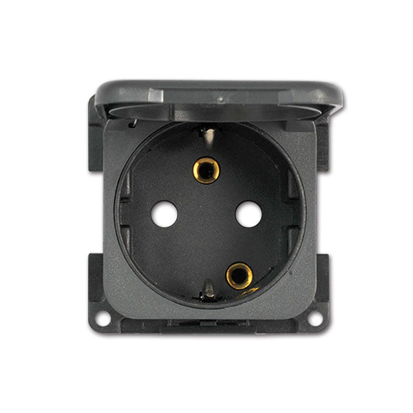 CBE Presa schuko con coperchio grigio