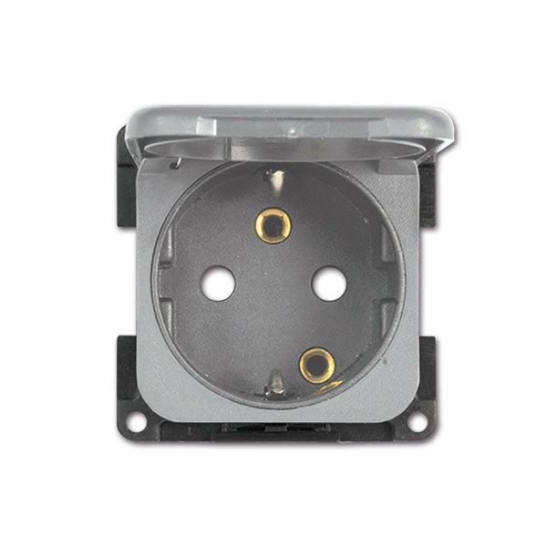 CBE Presa schuko con coperchio grigio ch.