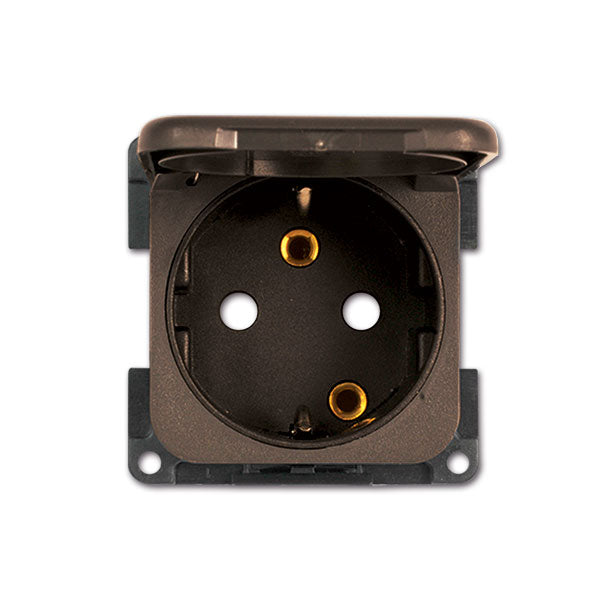 CBE Presa schuko con coperchio marrone
