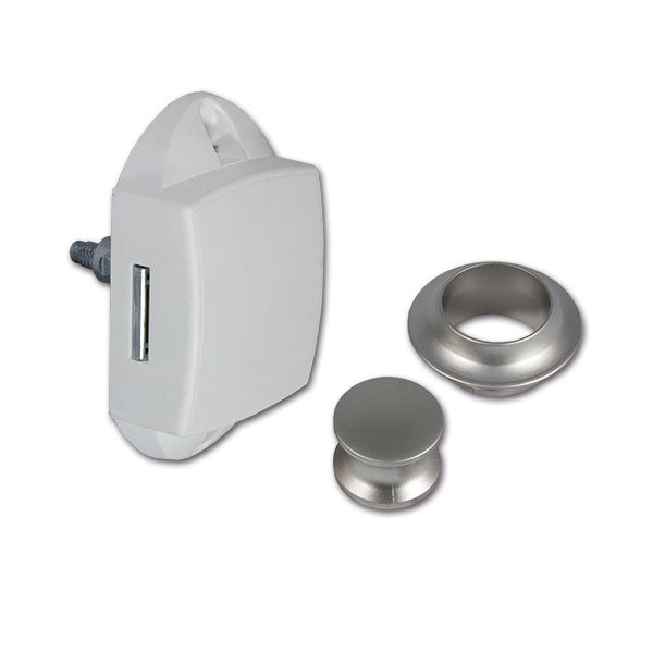 Kit Push-Lock bianco con pulsante e rosetta satinati PSH05D