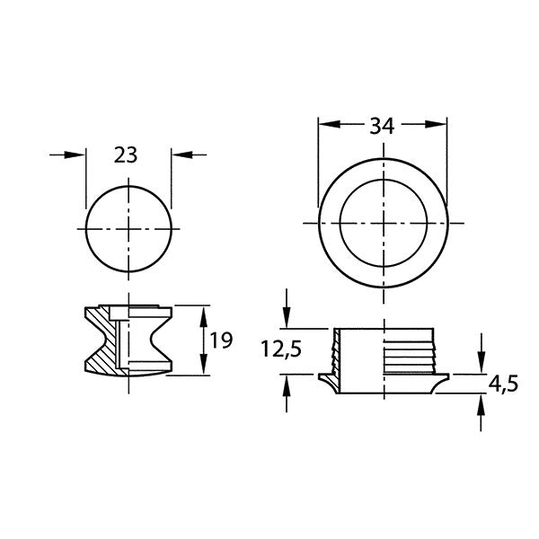 Kit Push-Lock bianco con pulsante e rosetta satinati PSH05D