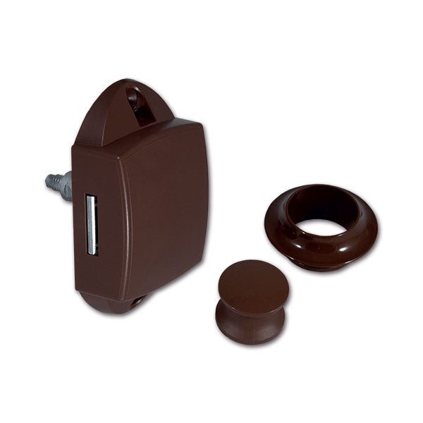 Kit Push-Lock marrone con pulsante e rosetta marrone PSH05M