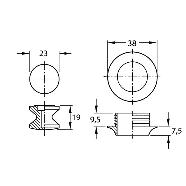 Kit Push-Lock nichelato con pulsante e rosetta nichelato PSH05N