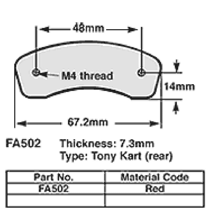 Ebc Kart brake pads 7.3 mm RED fa502 FA502