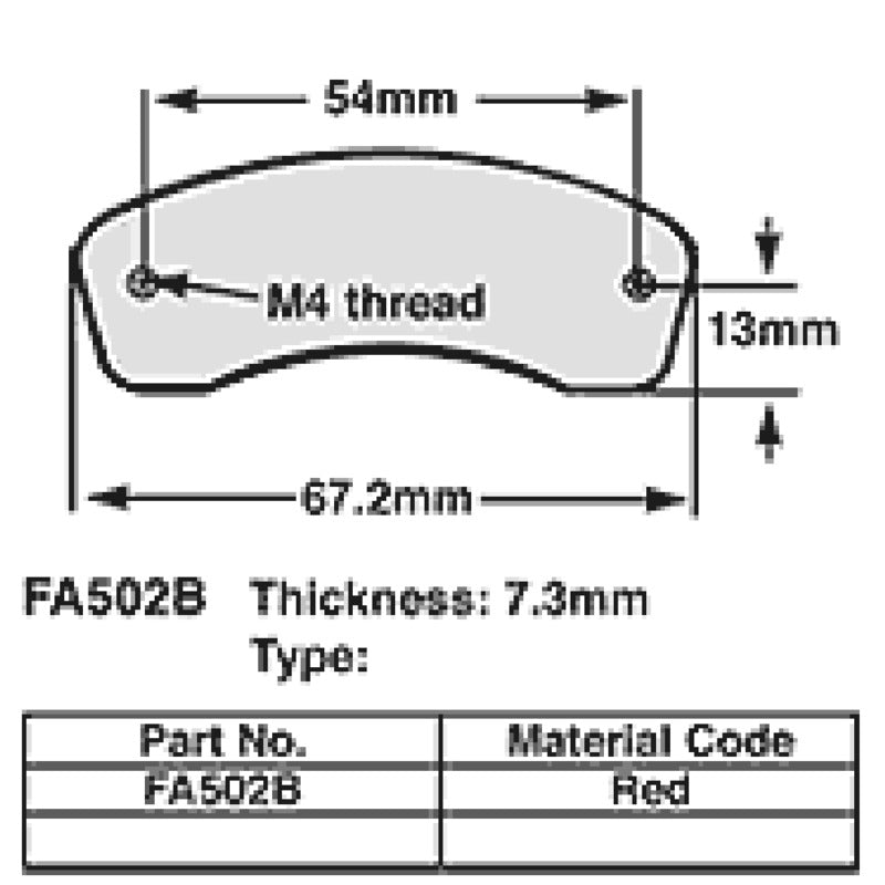 Ebc Kart brake pads 7.3 mm RED fa502B FA502B