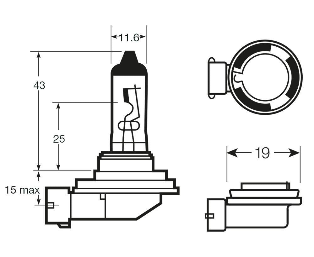 Bombilla halógena de anillo 12 V 35 W H8