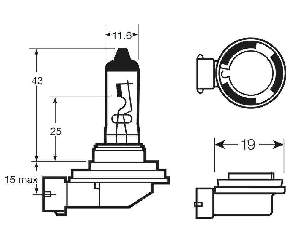 Bombilla halógena de anillo 12 V 35 W H8