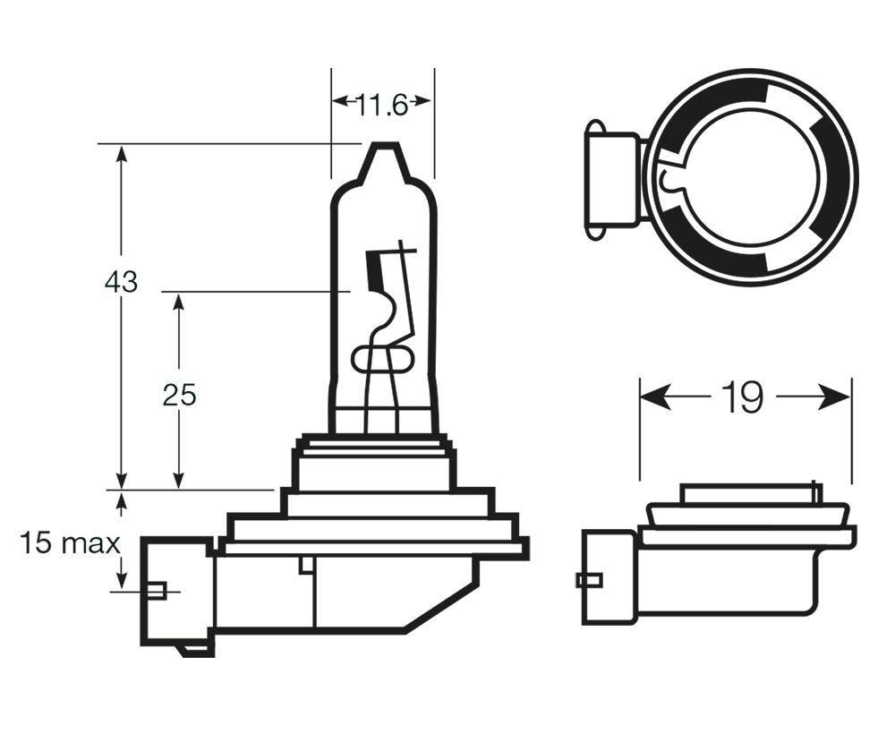 Bombilla halógena de anillo 12 V 65 W H9