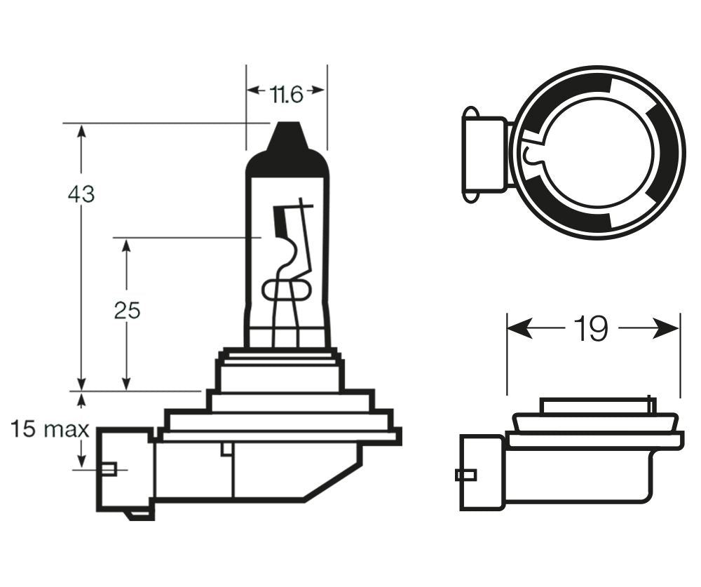 Bombilla halógena de anillo 12 V 55 W H11
