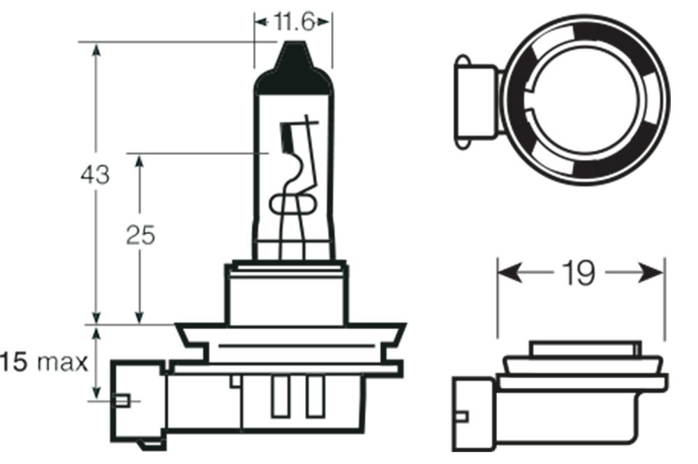 Ring Bulb 12V 19W H16