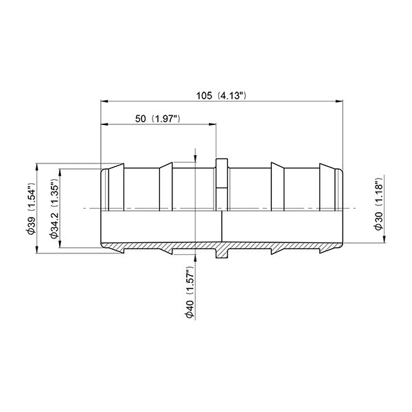 Manicotto dritto diametro 40 mm in blister RACD40C