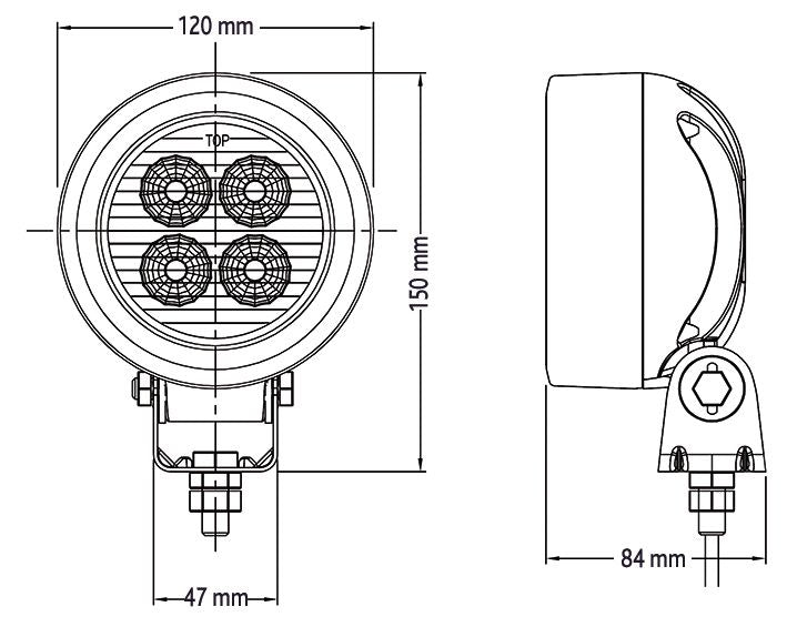 Ringförmige LED-Arbeitsleuchte, rund, 12–48 V