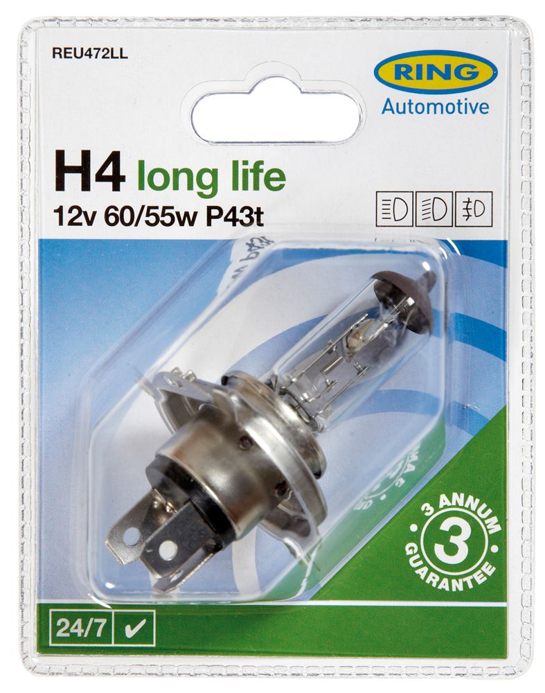 Bombilla de larga duración Ring 12V 60/55W H4
