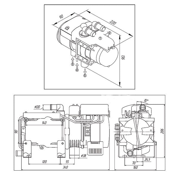 Calentador de agua Autoterm para autocaravanas y furgonetas, kit Flow 5D con panel de confort