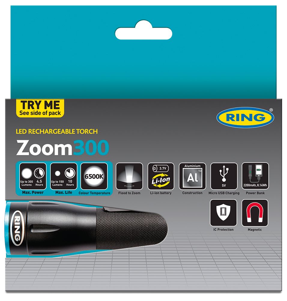 Ring Torcia a led in alluminio Zoom 300