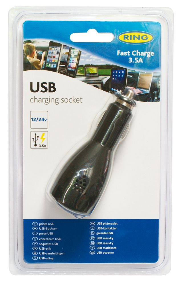 Cargador Ring 12/24V con 2 salidas USB 3,5A