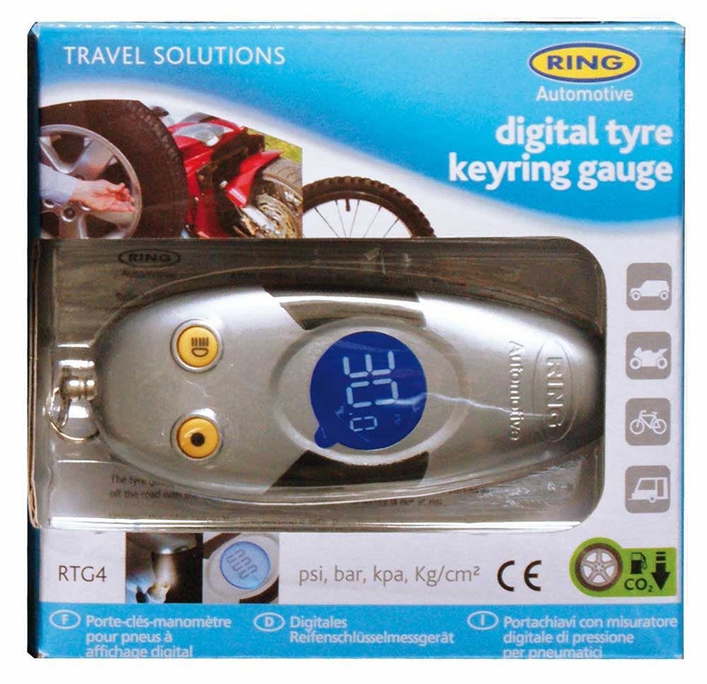 Ring Mini Digital Keychain Pressure Gauge with LED Light