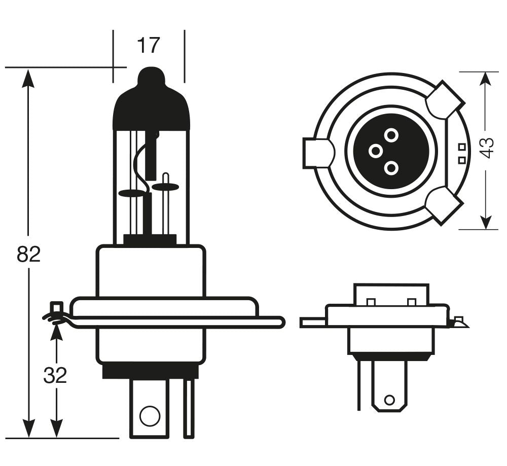 Ringlichtbirnen Eisblau H4 12V 60/55W
