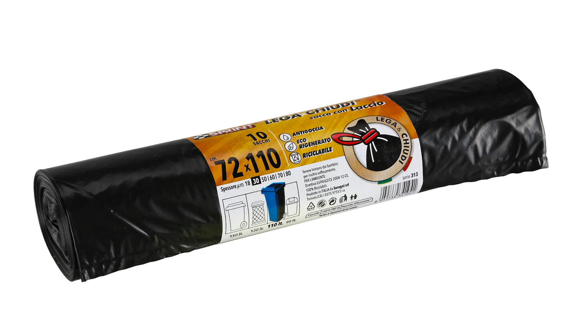 Lampa Rotolo 10 sacchi neri per pattumiera - 72x110 cm SA011