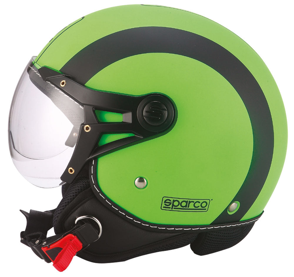 Sparco SP501 Motorradhelm, fluoreszierendes Grün/Mattschwarz, Größe XS