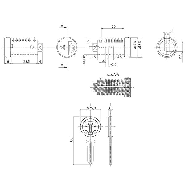 Zadi Kit 5 Zylinder 2 Standardschlüssel