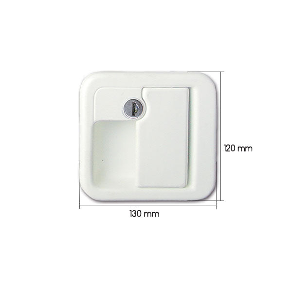 Serratura 1090 Completa per Porte Motorcaravan Bianca | Kit con Serratura Esterna, Interna e Cilindri SRT1090CB