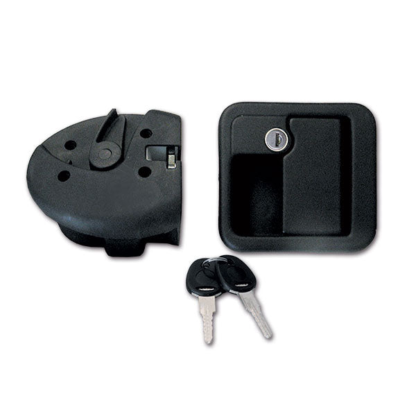 Serratura 1090 Completa per Porte Motorcaravan Nera | Kit con Serratura Esterna, Interna e Cilindri SRT1090CN
