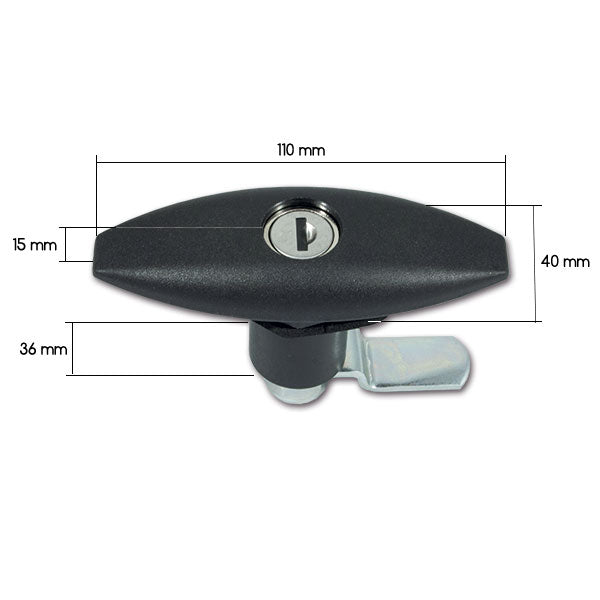 Cerradura negra 1201 con cilindro y llaves SRT1201N