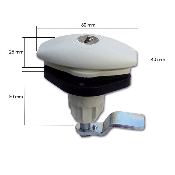 Cerradura blanca 1204 con llaves y cilindro SRT1204B