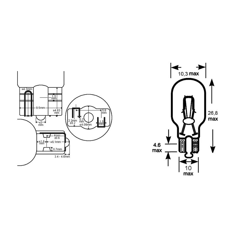 Okyami Box of 10 Pcs All-Glass Light Bulb 12V 5Wt10 Orange E0300971