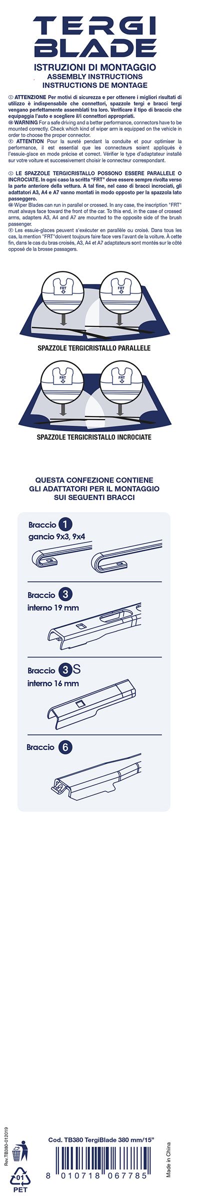 Cora Spazzola tergicristallo Tergiblade 380 mm