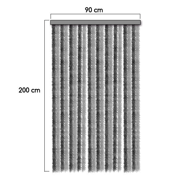 Chenille curtain for campers and caravans, white/grey, 90 x 20 cm, TEN2110