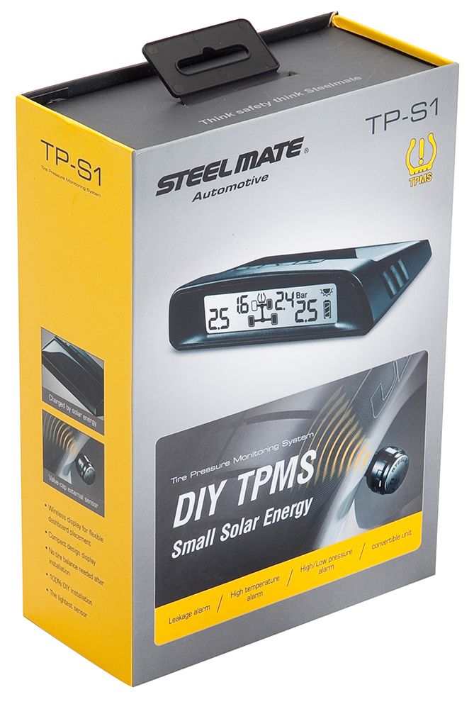 Kit Steelmate de 4 sensores de presión de neumáticos con energía solar de 0 a 3,5 bar