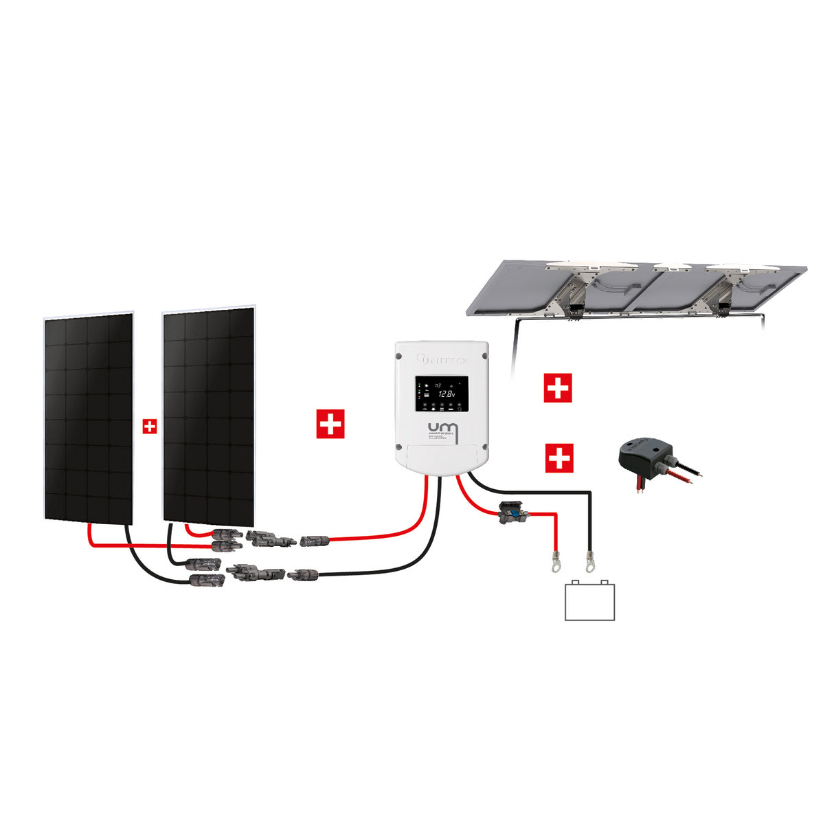 Uniteck Kit Pannelli Solari NAUTICA 330W 12V montaggio Doppio Rollbar barca
