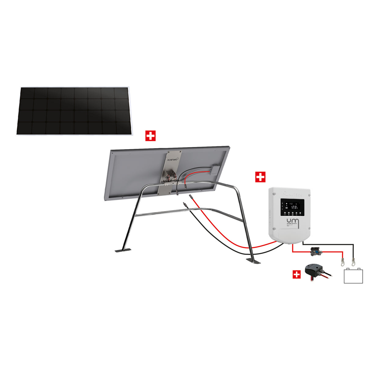 Uniteck Kit Pannelli Solari NAUTICA 120W 12V montaggio Mono Rollbar/Balcone