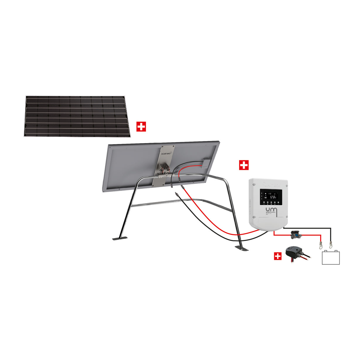 Uniteck Kit Pannelli Solari NAUTICA 100W 12V montaggio Mono Rollbar/Balcone